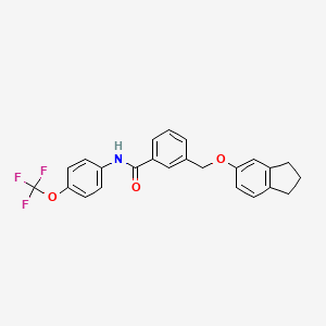 molecular formula C24H20F3NO3 B10954548 3-[(2,3-dihydro-1H-inden-5-yloxy)methyl]-N-[4-(trifluoromethoxy)phenyl]benzamide 