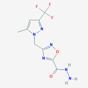 molecular formula C9H9F3N6O2 B10954556 3-{[5-methyl-3-(trifluoromethyl)-1H-pyrazol-1-yl]methyl}-1,2,4-oxadiazole-5-carbohydrazide 