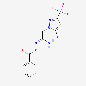 molecular formula C14H13F3N4O2 B10954574 (1Z)-2-[5-methyl-3-(trifluoromethyl)-1H-pyrazol-1-yl]-N'-[(phenylcarbonyl)oxy]ethanimidamide 
