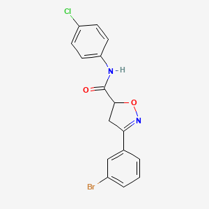 molecular formula C16H12BrClN2O2 B10954619 3-(3-bromophenyl)-N-(4-chlorophenyl)-4,5-dihydro-1,2-oxazole-5-carboxamide 