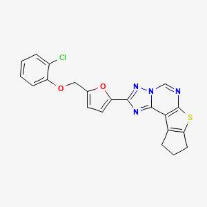 molecular formula C21H15ClN4O2S B10954645 2-{5-[(2-Chlorophenoxy)methyl]-2-furyl}-9,10-dihydro-8H-cyclopenta[4,5]thieno[3,2-E][1,2,4]triazolo[1,5-C]pyrimidine 