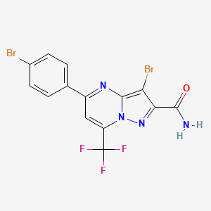 molecular formula C14H7Br2F3N4O B10954761 3-Bromo-5-(4-bromophenyl)-7-(trifluoromethyl)pyrazolo[1,5-a]pyrimidine-2-carboxamide 