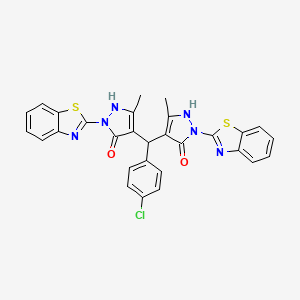 molecular formula C29H21ClN6O2S2 B10954853 4,4'-[(4-chlorophenyl)methanediyl]bis[1-(1,3-benzothiazol-2-yl)-3-methyl-1H-pyrazol-5-ol] 
