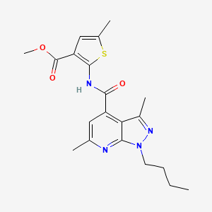 molecular formula C20H24N4O3S B10955050 methyl 2-{[(1-butyl-3,6-dimethyl-1H-pyrazolo[3,4-b]pyridin-4-yl)carbonyl]amino}-5-methylthiophene-3-carboxylate 