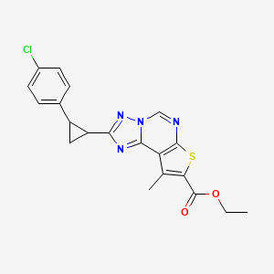 molecular formula C20H17ClN4O2S B10955098 Ethyl 2-[2-(4-chlorophenyl)cyclopropyl]-9-methylthieno[3,2-e][1,2,4]triazolo[1,5-c]pyrimidine-8-carboxylate 