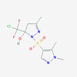 molecular formula C10H13ClF2N4O3S B10955152 5-[chloro(difluoro)methyl]-1-[(1,5-dimethyl-1H-pyrazol-4-yl)sulfonyl]-3-methyl-4,5-dihydro-1H-pyrazol-5-ol 
