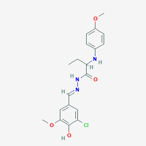 molecular formula C19H22ClN3O4 B10955178 N'-[(E)-(3-chloro-4-hydroxy-5-methoxyphenyl)methylidene]-2-[(4-methoxyphenyl)amino]butanehydrazide 