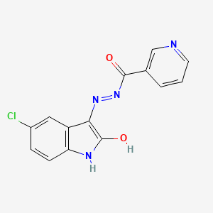molecular formula C14H9ClN4O2 B10955325 N'-[(3E)-5-chloro-2-oxo-1,2-dihydro-3H-indol-3-ylidene]pyridine-3-carbohydrazide CAS No. 401797-14-6