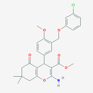 molecular formula C27H28ClNO6 B10955427 methyl 2-amino-4-{3-[(3-chlorophenoxy)methyl]-4-methoxyphenyl}-7,7-dimethyl-5-oxo-5,6,7,8-tetrahydro-4H-chromene-3-carboxylate 