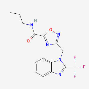 molecular formula C15H14F3N5O2 B10955542 N-propyl-3-{[2-(trifluoromethyl)-1H-benzimidazol-1-yl]methyl}-1,2,4-oxadiazole-5-carboxamide 