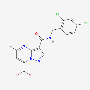 molecular formula C16H12Cl2F2N4O B10955893 N-(2,4-dichlorobenzyl)-7-(difluoromethyl)-5-methylpyrazolo[1,5-a]pyrimidine-3-carboxamide 