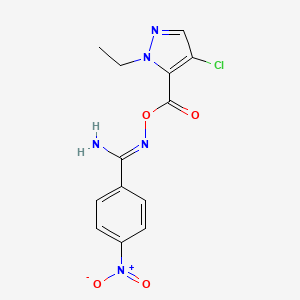 molecular formula C13H12ClN5O4 B10956020 N'-{[(4-chloro-1-ethyl-1H-pyrazol-5-yl)carbonyl]oxy}-4-nitrobenzenecarboximidamide 