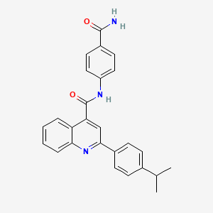 molecular formula C26H23N3O2 B10956079 N-(4-carbamoylphenyl)-2-[4-(propan-2-yl)phenyl]quinoline-4-carboxamide 