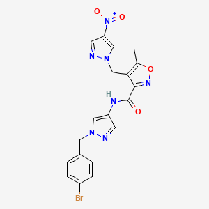 molecular formula C19H16BrN7O4 B10956114 N-[1-(4-bromobenzyl)-1H-pyrazol-4-yl]-5-methyl-4-[(4-nitro-1H-pyrazol-1-yl)methyl]-1,2-oxazole-3-carboxamide 