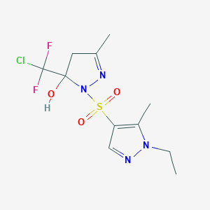 molecular formula C11H15ClF2N4O3S B10956219 5-[chloro(difluoro)methyl]-1-[(1-ethyl-5-methyl-1H-pyrazol-4-yl)sulfonyl]-3-methyl-4,5-dihydro-1H-pyrazol-5-ol 