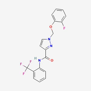 molecular formula C18H13F4N3O2 B10956298 1-[(2-fluorophenoxy)methyl]-N-[2-(trifluoromethyl)phenyl]-1H-pyrazole-3-carboxamide 