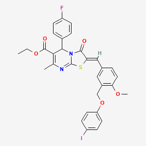 molecular formula C31H26FIN2O5S B10956335 ethyl (2Z)-5-(4-fluorophenyl)-2-{3-[(4-iodophenoxy)methyl]-4-methoxybenzylidene}-7-methyl-3-oxo-2,3-dihydro-5H-[1,3]thiazolo[3,2-a]pyrimidine-6-carboxylate 