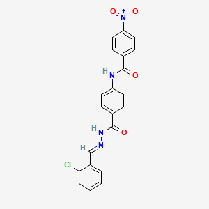 molecular formula C21H15ClN4O4 B10956351 N-(4-{[(2E)-2-(2-chlorobenzylidene)hydrazinyl]carbonyl}phenyl)-4-nitrobenzamide 
