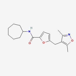 molecular formula C18H24N2O3 B10956468 N-cycloheptyl-5-[(3,5-dimethyl-1,2-oxazol-4-yl)methyl]furan-2-carboxamide 