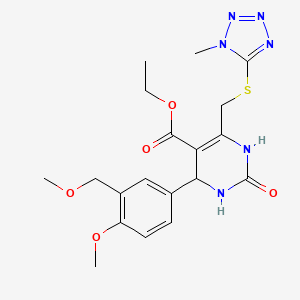 molecular formula C19H24N6O5S B10956499 ethyl 4-[4-methoxy-3-(methoxymethyl)phenyl]-6-{[(1-methyl-1H-tetrazol-5-yl)sulfanyl]methyl}-2-oxo-1,2,3,4-tetrahydropyrimidine-5-carboxylate 