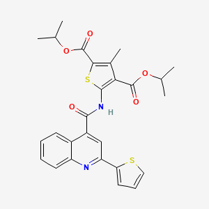 molecular formula C27H26N2O5S2 B10956545 Dipropan-2-yl 3-methyl-5-({[2-(thiophen-2-yl)quinolin-4-yl]carbonyl}amino)thiophene-2,4-dicarboxylate 