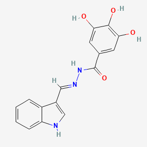 molecular formula C16H13N3O4 B10956763 3,4,5-trihydroxy-N'-[(E)-1H-indol-3-ylmethylidene]benzohydrazide 