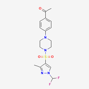 molecular formula C17H20F2N4O3S B10957027 1-[4-(4-{[1-(difluoromethyl)-3-methyl-1H-pyrazol-4-yl]sulfonyl}piperazin-1-yl)phenyl]ethanone 