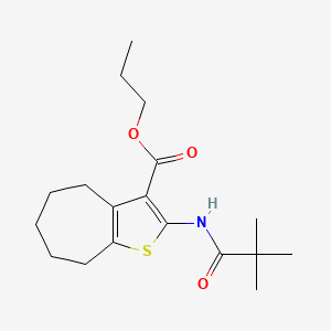 molecular formula C18H27NO3S B10957182 propyl 2-[(2,2-dimethylpropanoyl)amino]-5,6,7,8-tetrahydro-4H-cyclohepta[b]thiophene-3-carboxylate 