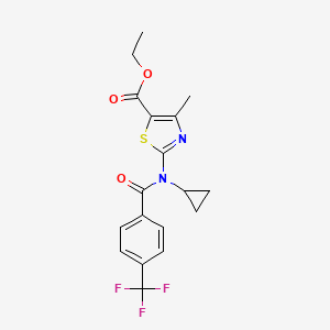 molecular formula C18H17F3N2O3S B10957257 Ethyl 2-(cyclopropyl{[4-(trifluoromethyl)phenyl]carbonyl}amino)-4-methyl-1,3-thiazole-5-carboxylate 