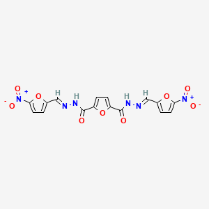 molecular formula C16H10N6O9 B10957587 N'~2~,N'~5~-bis[(E)-(5-nitrofuran-2-yl)methylidene]furan-2,5-dicarbohydrazide 