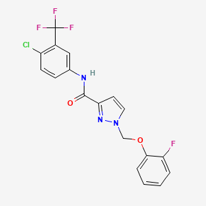 molecular formula C18H12ClF4N3O2 B10958488 N-[4-chloro-3-(trifluoromethyl)phenyl]-1-[(2-fluorophenoxy)methyl]-1H-pyrazole-3-carboxamide 