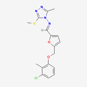 molecular formula C17H17ClN4O2S B10959438 N-[(E)-{5-[(3-chloro-2-methylphenoxy)methyl]furan-2-yl}methylidene]-3-methyl-5-(methylsulfanyl)-4H-1,2,4-triazol-4-amine 