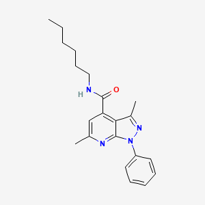 molecular formula C21H26N4O B10960881 N-hexyl-3,6-dimethyl-1-phenyl-1H-pyrazolo[3,4-b]pyridine-4-carboxamide 