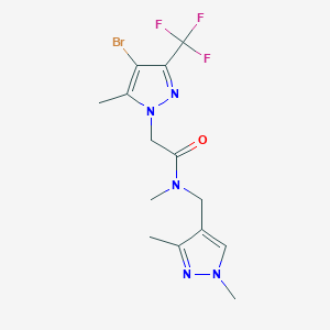 molecular formula C14H17BrF3N5O B10961137 2-[4-bromo-5-methyl-3-(trifluoromethyl)-1H-pyrazol-1-yl]-N-[(1,3-dimethyl-1H-pyrazol-4-yl)methyl]-N-methylacetamide 