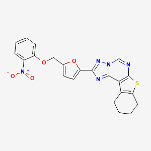 molecular formula C22H17N5O4S B10961159 2-{5-[(2-Nitrophenoxy)methyl]-2-furyl}-8,9,10,11-tetrahydro[1]benzothieno[3,2-E][1,2,4]triazolo[1,5-C]pyrimidine 