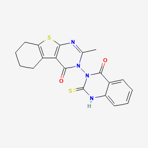 molecular formula C19H16N4O2S2 B10961434 2-methyl-3-(4-oxo-2-sulfanylquinazolin-3(4H)-yl)-5,6,7,8-tetrahydro[1]benzothieno[2,3-d]pyrimidin-4(3H)-one 