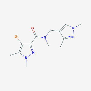 molecular formula C13H18BrN5O B10961790 4-bromo-N-[(1,3-dimethyl-1H-pyrazol-4-yl)methyl]-N,1,5-trimethyl-1H-pyrazole-3-carboxamide 