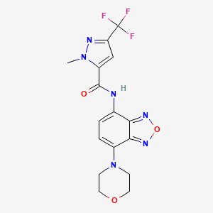 molecular formula C16H15F3N6O3 B10961877 1-methyl-N-[7-(morpholin-4-yl)-2,1,3-benzoxadiazol-4-yl]-3-(trifluoromethyl)-1H-pyrazole-5-carboxamide 