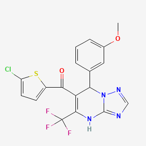 molecular formula C18H12ClF3N4O2S B10961912 (5-Chlorothiophen-2-yl)[7-(3-methoxyphenyl)-5-(trifluoromethyl)-4,7-dihydro[1,2,4]triazolo[1,5-a]pyrimidin-6-yl]methanone 