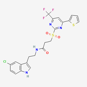 molecular formula C22H18ClF3N4O3S2 B10961946 N-[2-(5-chloro-1H-indol-3-yl)ethyl]-3-{[4-(thiophen-2-yl)-6-(trifluoromethyl)pyrimidin-2-yl]sulfonyl}propanamide 
