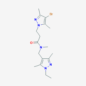 molecular formula C17H26BrN5O B10961971 3-(4-bromo-3,5-dimethyl-1H-pyrazol-1-yl)-N-[(1-ethyl-3,5-dimethyl-1H-pyrazol-4-yl)methyl]-N-methylpropanamide 