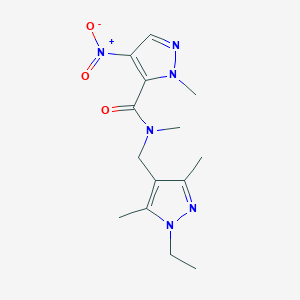 molecular formula C14H20N6O3 B10962456 N-[(1-ethyl-3,5-dimethyl-1H-pyrazol-4-yl)methyl]-N,1-dimethyl-4-nitro-1H-pyrazole-5-carboxamide 