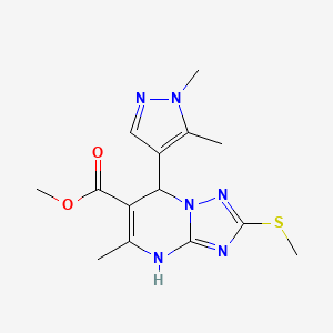 molecular formula C14H18N6O2S B10962534 methyl 7-(1,5-dimethyl-1H-pyrazol-4-yl)-5-methyl-2-(methylsulfanyl)-4,7-dihydro[1,2,4]triazolo[1,5-a]pyrimidine-6-carboxylate 