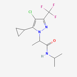 molecular formula C13H17ClF3N3O B10962601 2-[4-chloro-5-cyclopropyl-3-(trifluoromethyl)-1H-pyrazol-1-yl]-N-(propan-2-yl)propanamide 