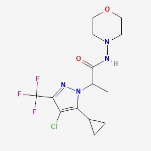 molecular formula C14H18ClF3N4O2 B10963114 2-[4-chloro-5-cyclopropyl-3-(trifluoromethyl)-1H-pyrazol-1-yl]-N-(morpholin-4-yl)propanamide 