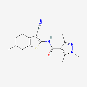 molecular formula C17H20N4OS B10963136 N-(3-cyano-6-methyl-4,5,6,7-tetrahydro-1-benzothiophen-2-yl)-1,3,5-trimethyl-1H-pyrazole-4-carboxamide 