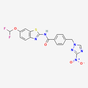 molecular formula C18H12F2N6O4S B10963151 N-[6-(difluoromethoxy)-1,3-benzothiazol-2-yl]-4-[(3-nitro-1H-1,2,4-triazol-1-yl)methyl]benzamide 