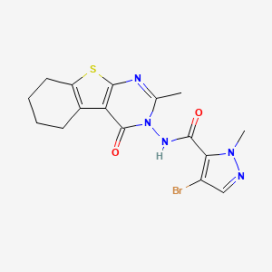 molecular formula C16H16BrN5O2S B10963187 4-Bromo-1-methyl-N-[2-methyl-4-oxo-5,6,7,8-tetrahydro[1]benzothieno[2,3-D]pyrimidin-3(4H)-YL]-1H-pyrazole-5-carboxamide 