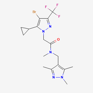 molecular formula C17H21BrF3N5O B10963201 2-[4-bromo-5-cyclopropyl-3-(trifluoromethyl)-1H-pyrazol-1-yl]-N-methyl-N-[(1,3,5-trimethyl-1H-pyrazol-4-yl)methyl]acetamide 