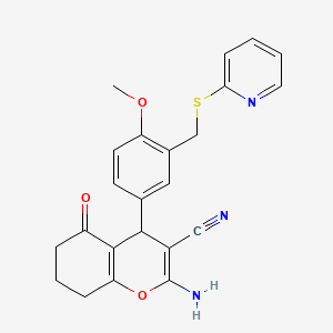molecular formula C23H21N3O3S B10963337 2-amino-4-{4-methoxy-3-[(pyridin-2-ylsulfanyl)methyl]phenyl}-5-oxo-5,6,7,8-tetrahydro-4H-chromene-3-carbonitrile 